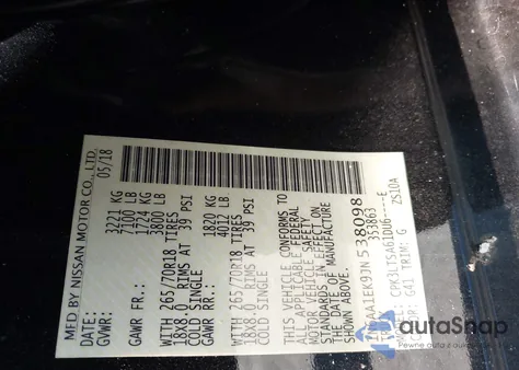 2018 Nissan Titan Sv from USA, damaged, VIN 1N6AA1EK9JN538098